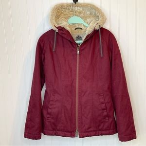 Hoodlamb Ladies Coat Jacket Burgundy Size XS Vegan Sustainable Hemp